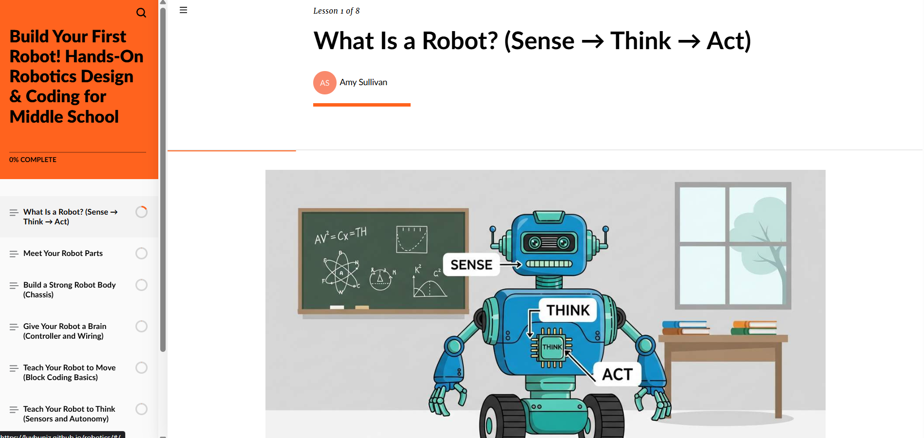 Build Your First Robot course lesson